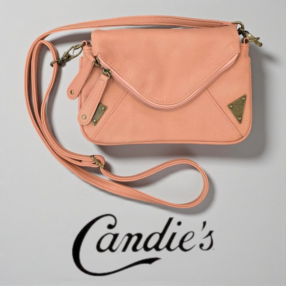 Candie's Peach Pink Coral Crossbody Shoulder Handbag